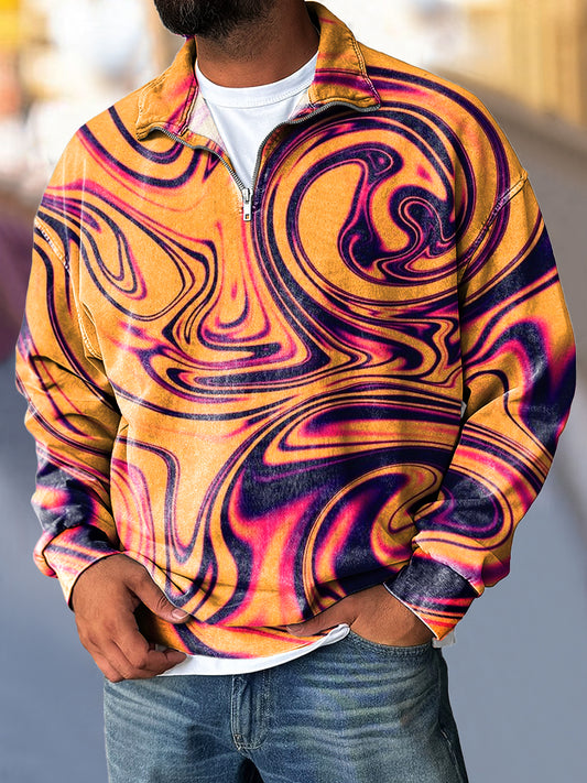 Gentleman Vintage multicolor textured art print rits sweatshirt