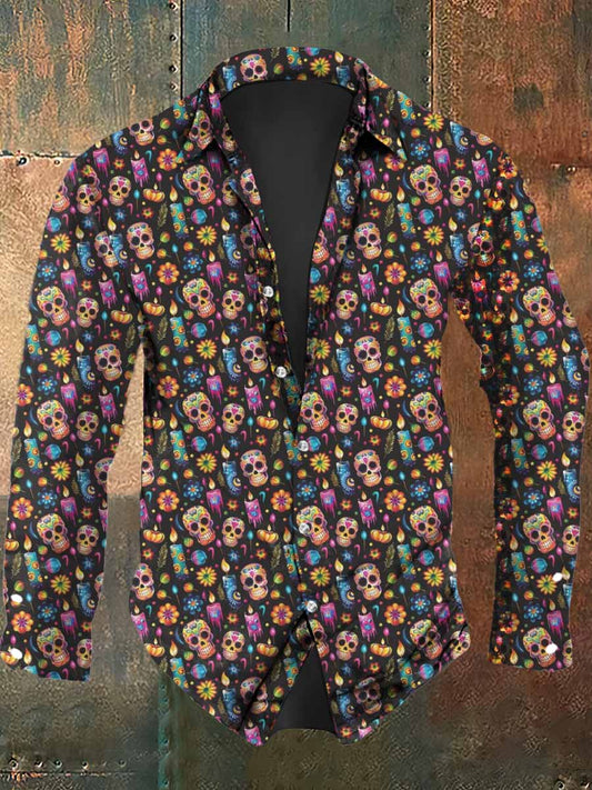 Halloween Skull Print Casual shirt met lange mouwen