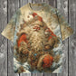 Unisex Vintage Santa Claus Art Illustratie Gedrukt Casual Katoenen T-shirt