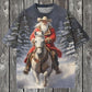 Unisex Vintage Santa Claus Art Illustratie Gedrukt Casual Katoenen T-shirt