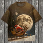 Unisex Vintage Santa Claus Art Illustratie Gedrukt Casual Katoenen T-shirt