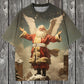 Unisex Vintage Santa Claus Art Illustratie Gedrukt Casual Katoenen T-shirt