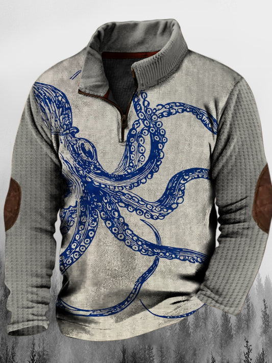 Troebele gotische kunst bedrukt western vintage staande kraag met ritssluiting buiten sweatshirt