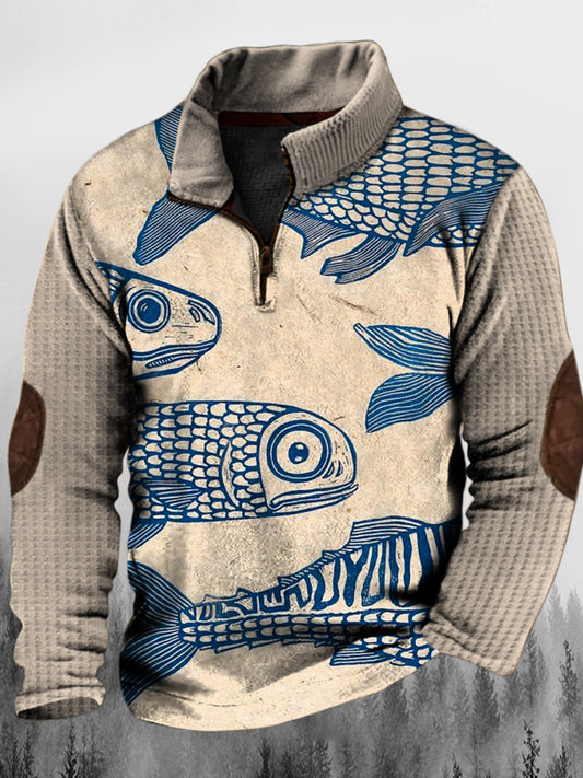 Troebele gotische kunst bedrukt western vintage staande kraag met ritssluiting buiten sweatshirt