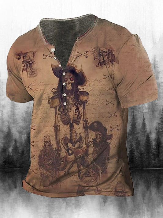 Heren Retro Western Art Print Ronde hals T-shirt Top